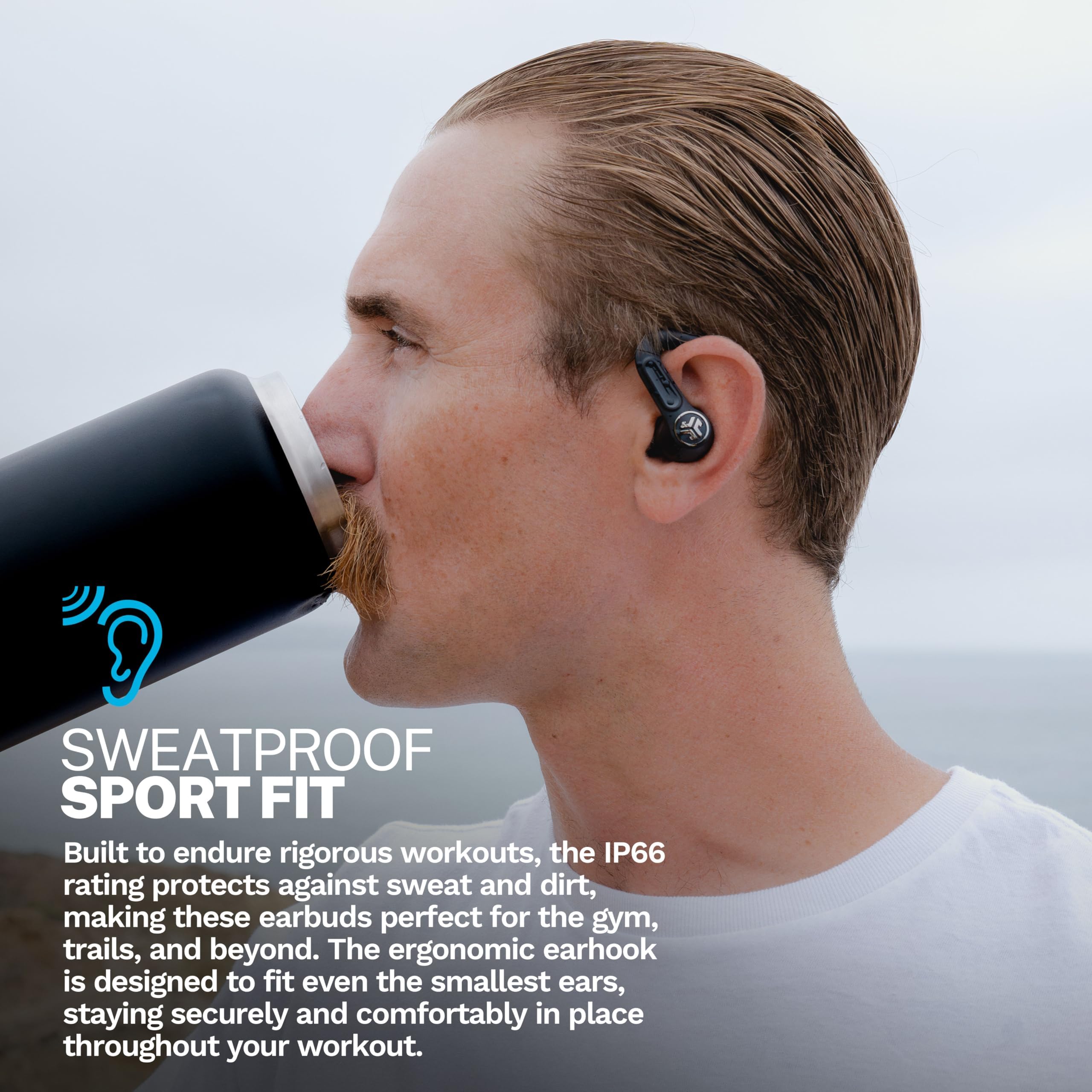 JLab Epic Air Sport ANC 3 True Wireless Bluetooth Earbuds for Active Workout, Hybrid Dual Drivers for Premium Sound, Hi-Res Audio, Spatial Audio, AAC, Sweatproof, 12+ Hours Playtime, Google Fast Pair - Image 6