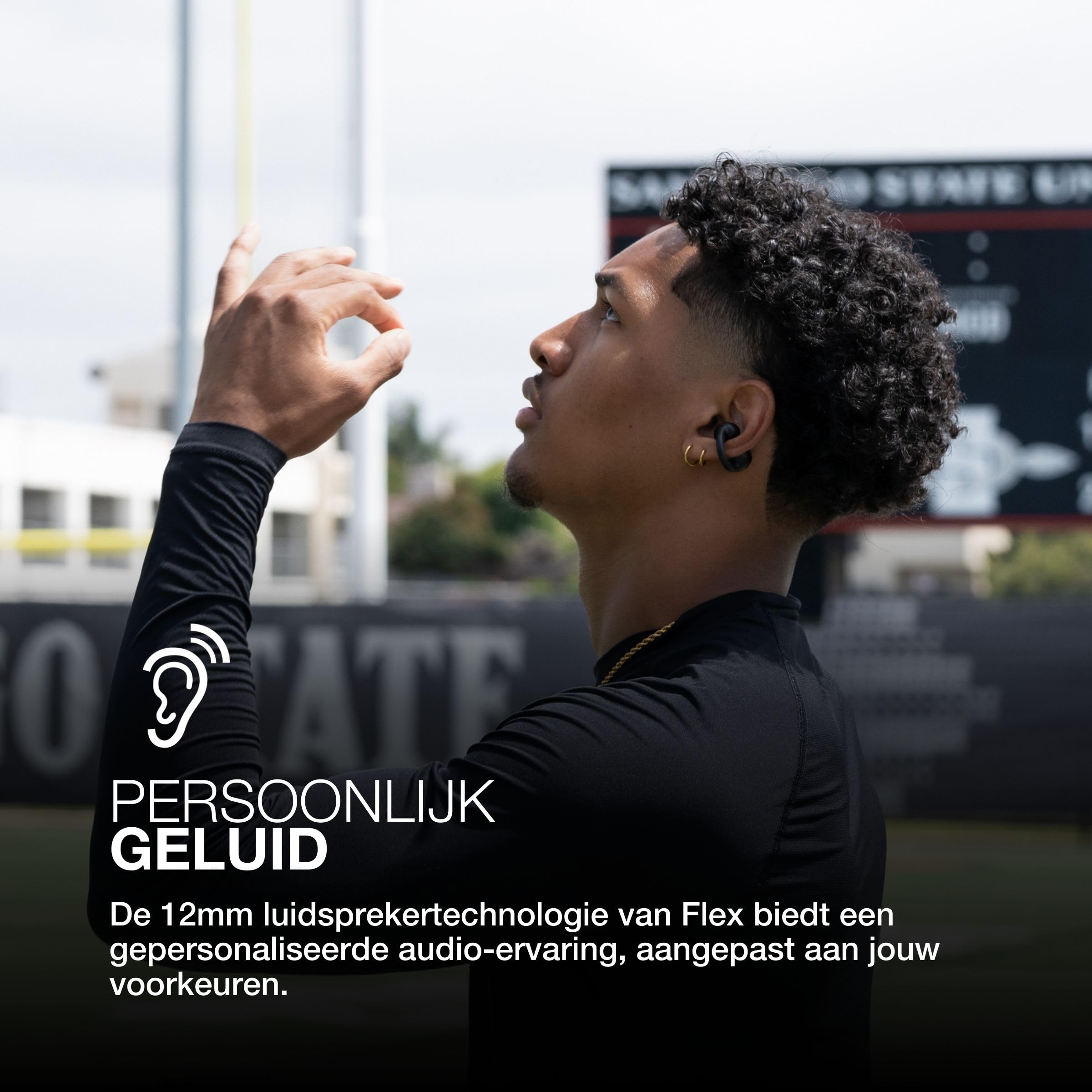 JLab Flex Open Earbuds, Clip-on Cuff Design, Wireless Open-Ear Audio Freedom Effortless Fit, Safe Listening, Bluetooth Multipoint, Customize with The App, Black - Image 3