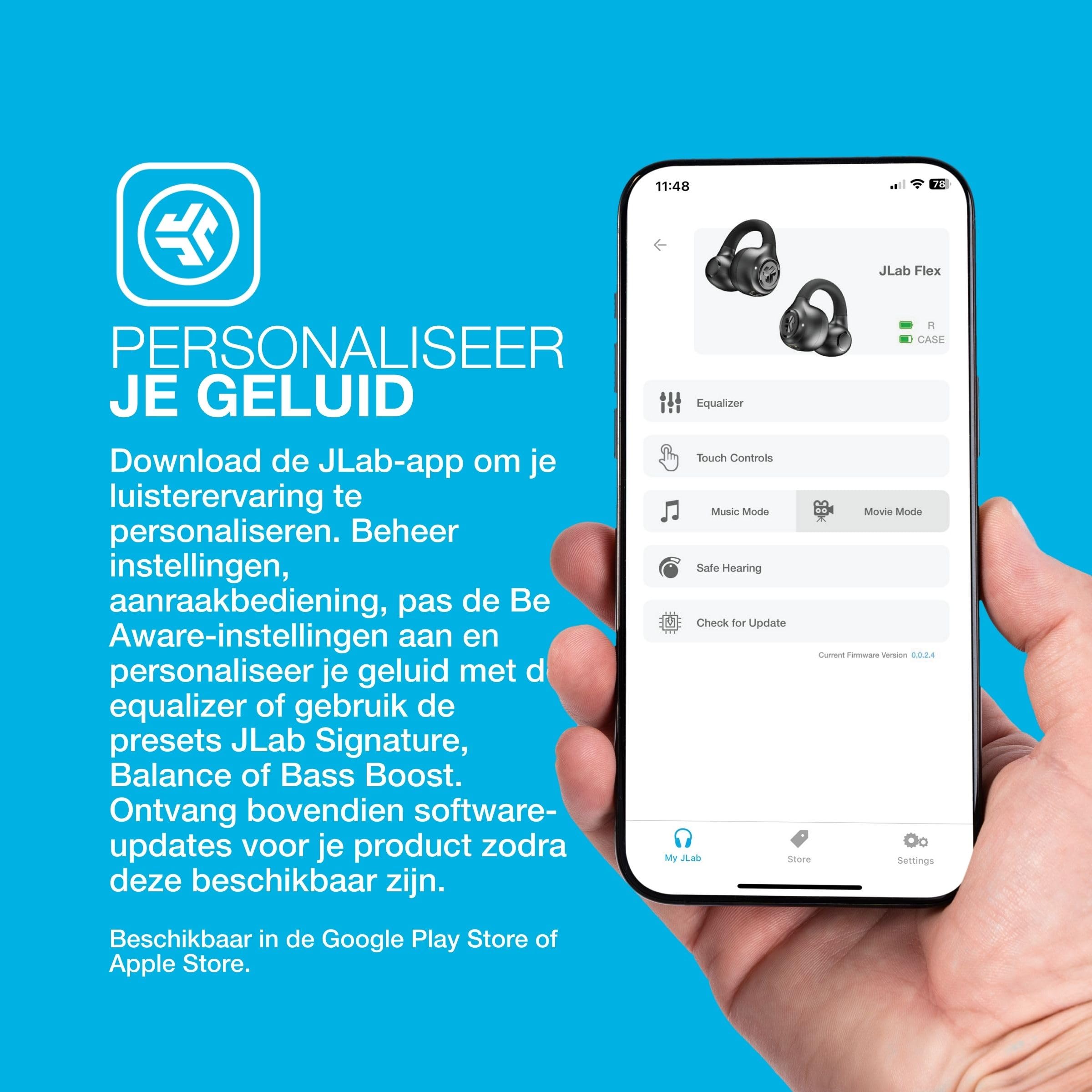 JLab Flex Open Earbuds, Clip-on Cuff Design, Wireless Open-Ear Audio Freedom Effortless Fit, Safe Listening, Bluetooth Multipoint, Customize with The App, Black - Image 6