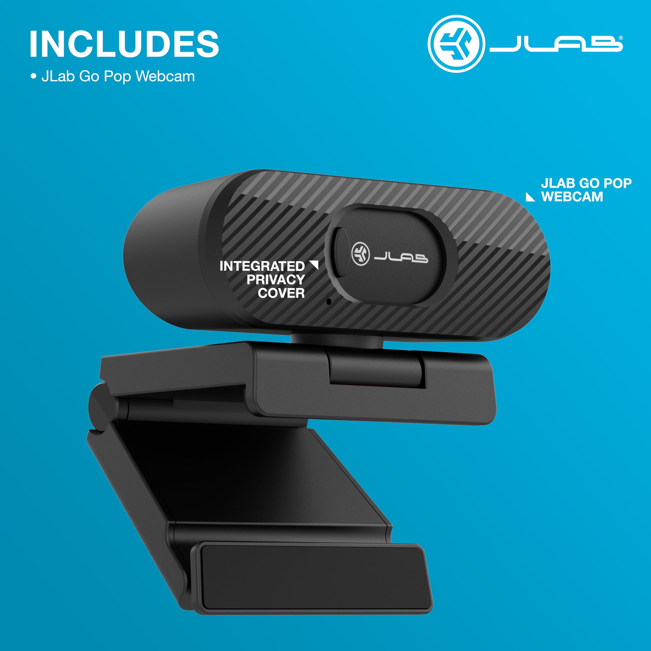 JLab Go Pop Cam USB HD Webcam, Black, 1080P/30 FPS, 2.1 Megapixels, Built-in Privacy Shutter, Minimalist Portable Set-up, Clip-on Design Compatible with PC, Mac and Chromebook - Image 6