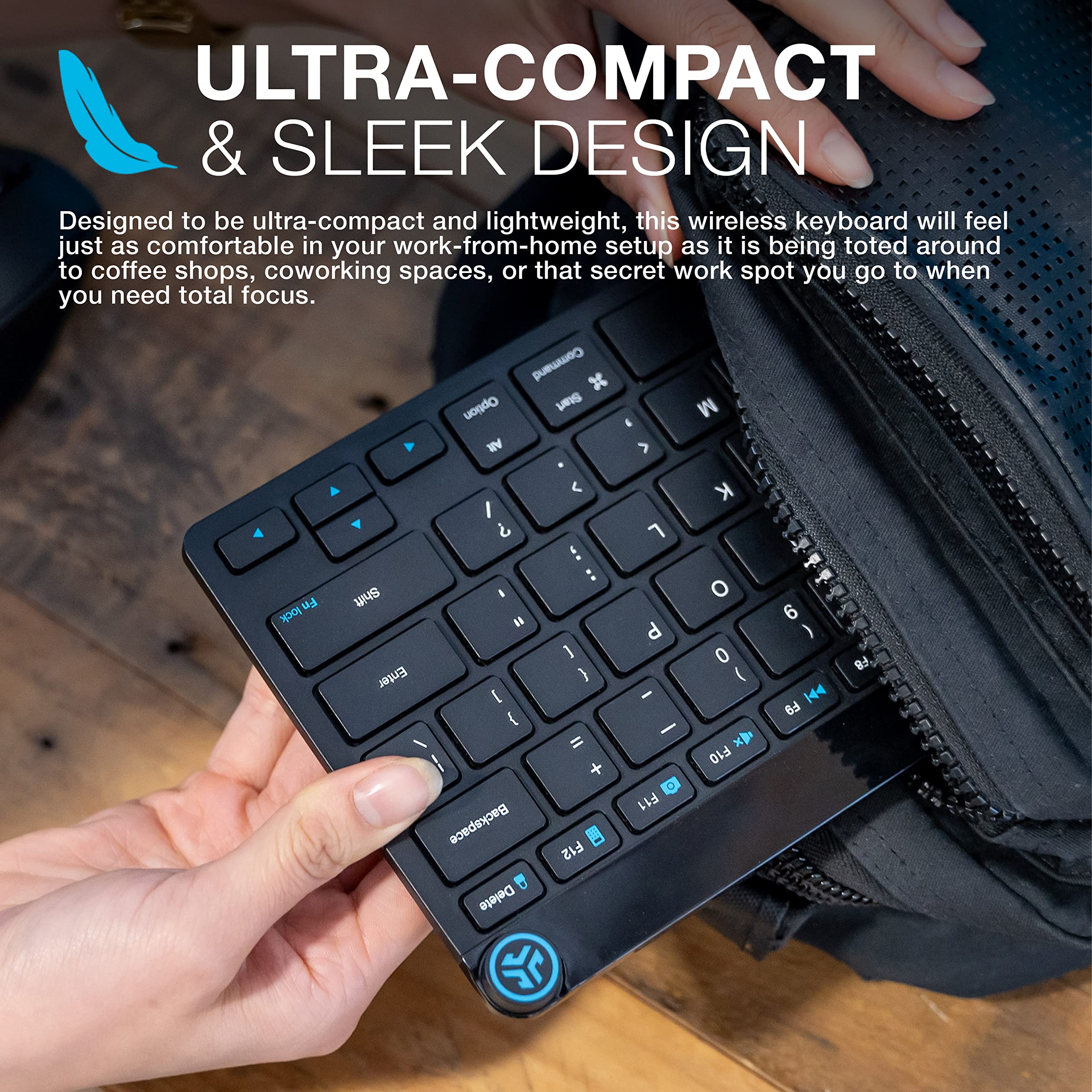 JLab Go Wireless Keyboard, Black, Connect Via Bluetooth or USB Wireless Dongle, Multi-Device Ultra-Compact for a Minimalist or Portable Set-Up (1 Pack) - Image 3