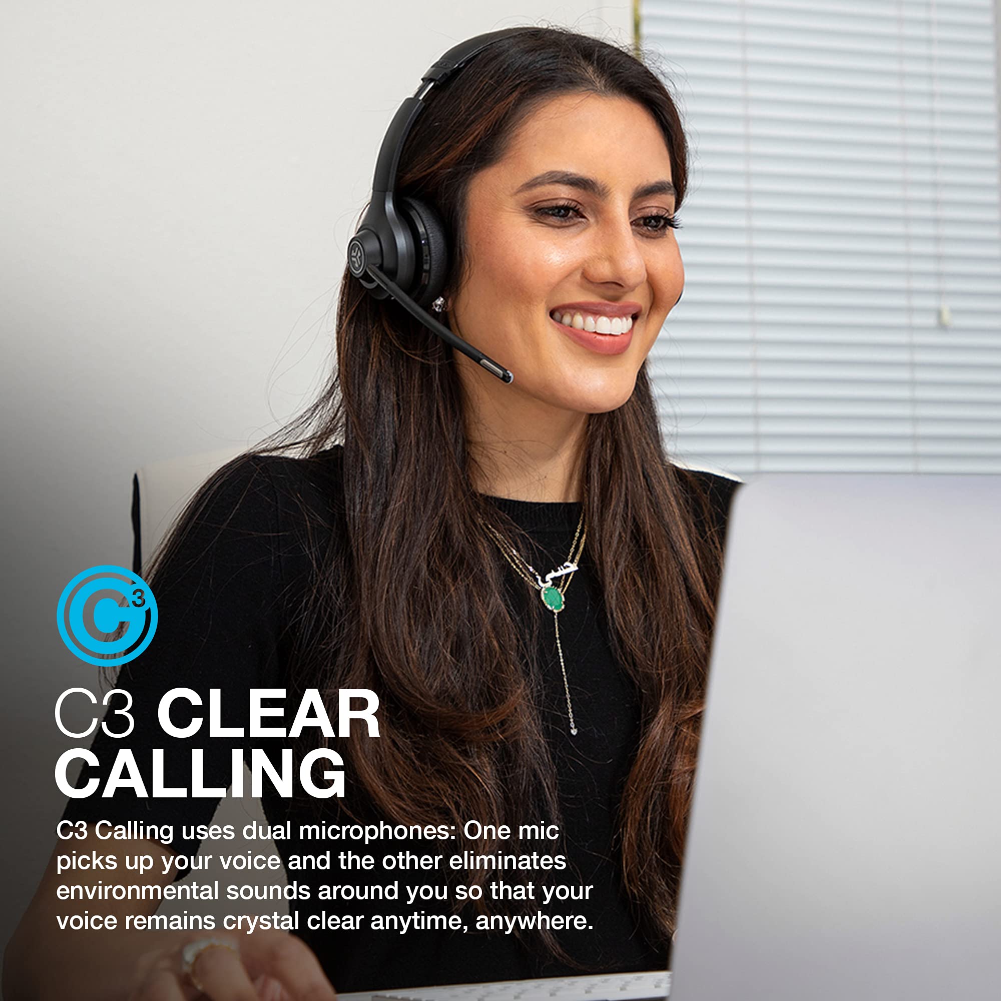 JLab Go Work Wireless Headsets with Microphone, 45+ Playtime PC Bluetooth Headset and Multipoint Connect to Laptop Computer and Mobile, Wired or Wireless Headphones (1 Pack) - Image 4