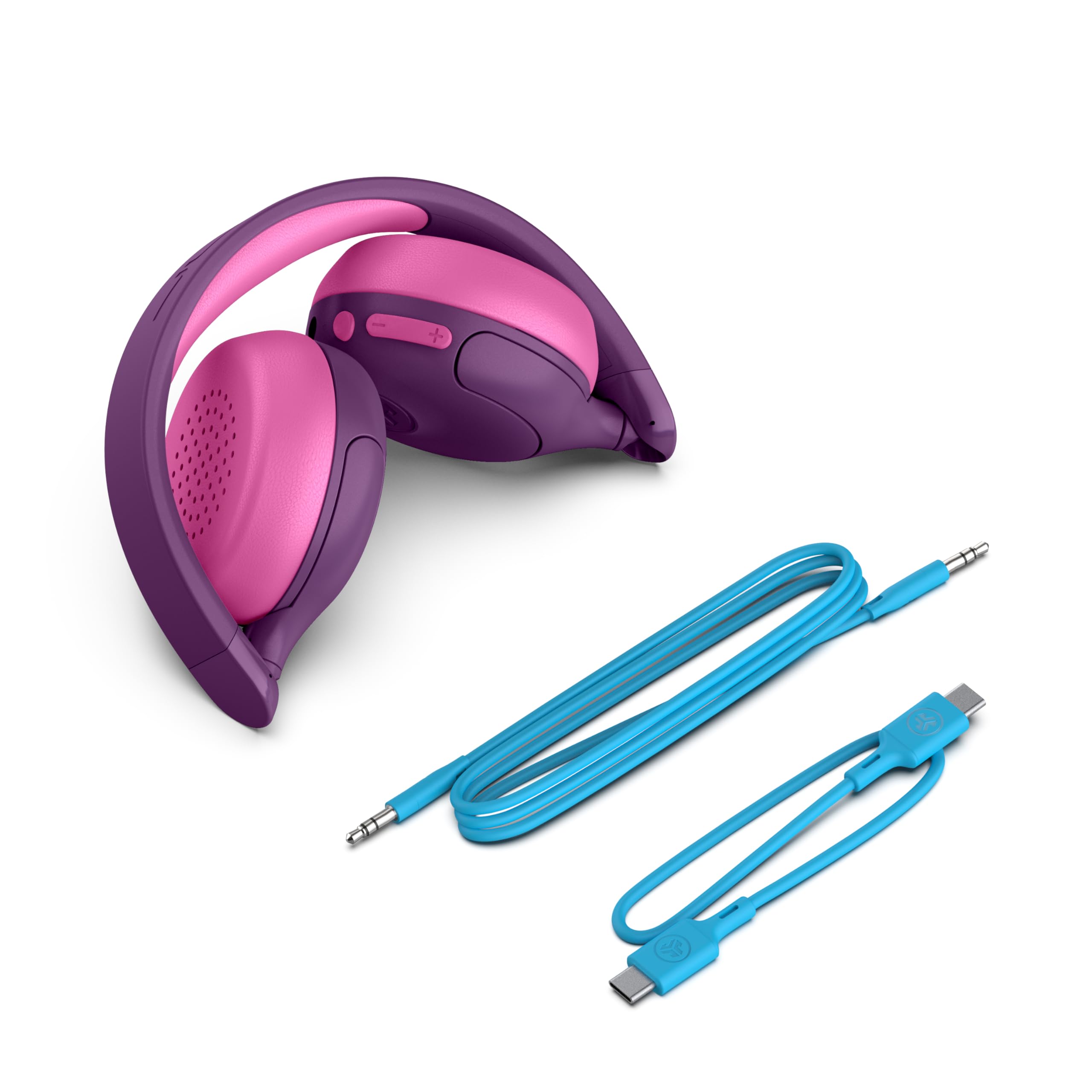 JLab JBuddies ANC 2 in 1 Wireless + Wired Kids Headphones, Active Noise Canceling and Be Aware Modes, Safe Volume Settings, 50+ Hours Playtime, Adjustable, Purple/Pink - Image 4